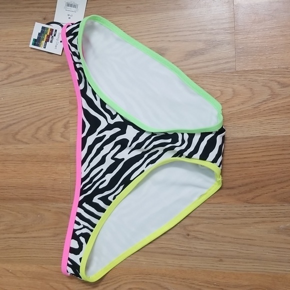 NO Boundaries Swim Bikini Set Top Bottoms Neon Zebra Print Abstract NEW - Picture 6 of 10